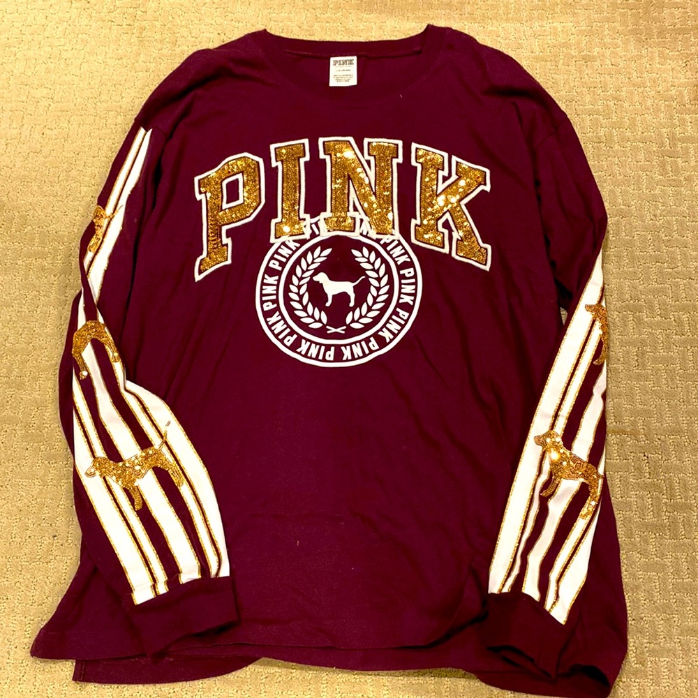 PINK Long Sleeve Bling Tee